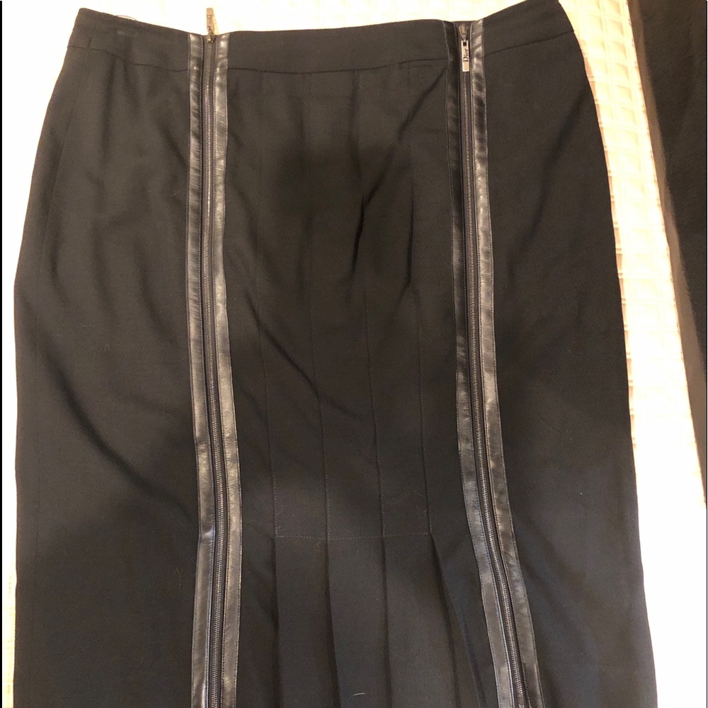 Christian Dior Wool/Leather Skirt sz 12-WOW!!!!